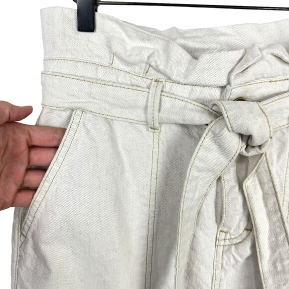 Free People Splendor in the Grass Neutral Ivory Denim High Waist Paperbag Skirt - Picture 6 of 9